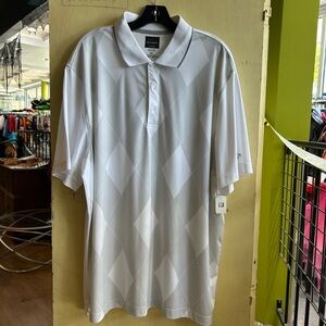 Tasso Elba White Diamond Pattern Polo Shirt